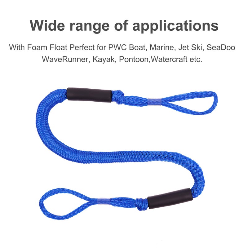 Jranter Bungee Dock Lines - Boat Accessories - 4 Feet Shock Cords Docking Rope Mooring Rope for PWC,Jet ski,Pontoon,Kayak,Canoe,Power Boat,Watercraft (Blue) - Image 5